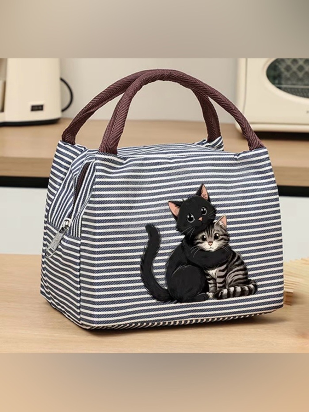 New Cute Cat Stripe Bag- Lunch Bag
